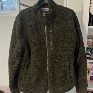 Alex Mill Forest Green Sherpa Teddy Fleece Jacket